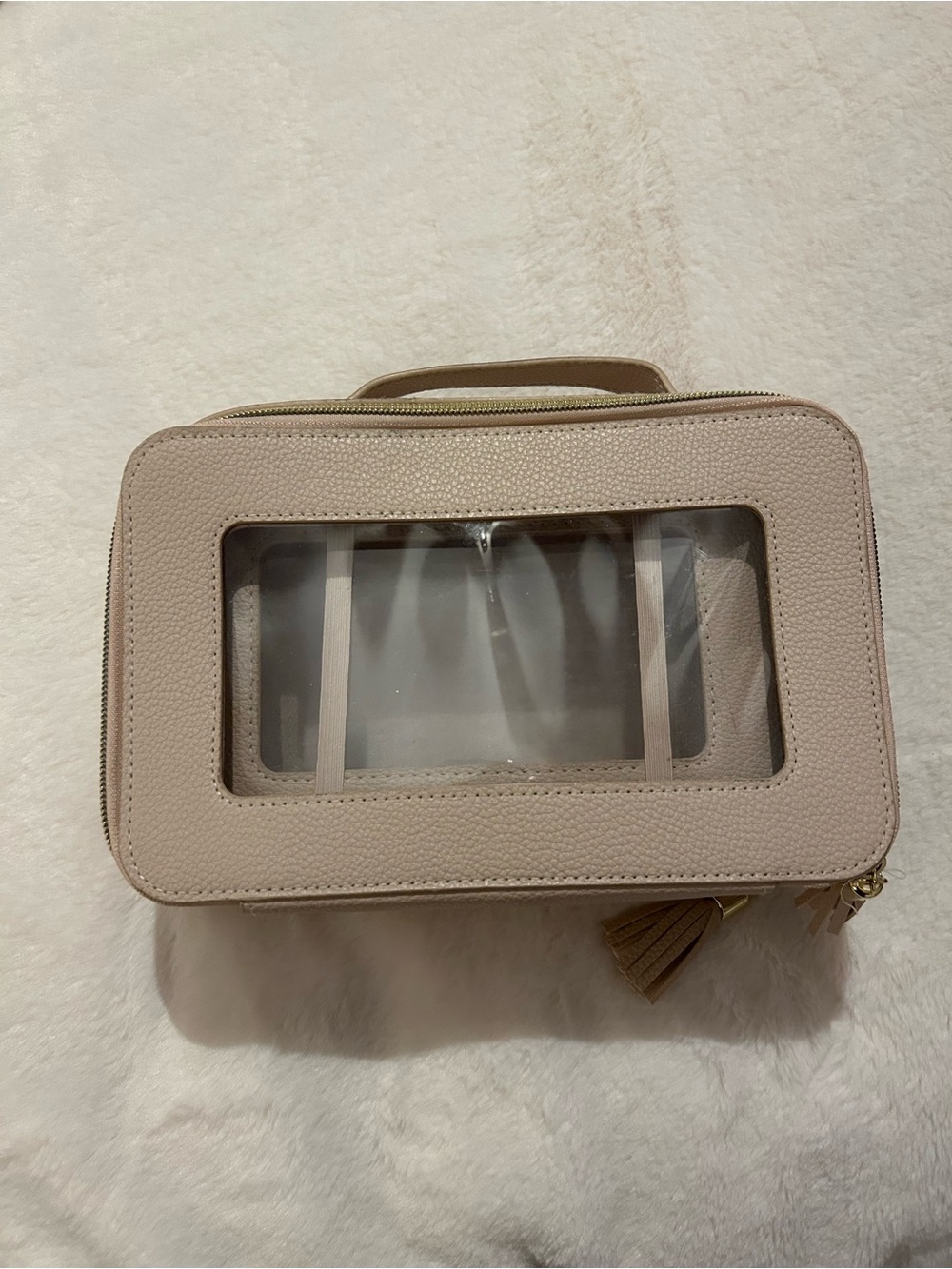 Women’s Clear Window Cosmetic Organizer Bag - Cream